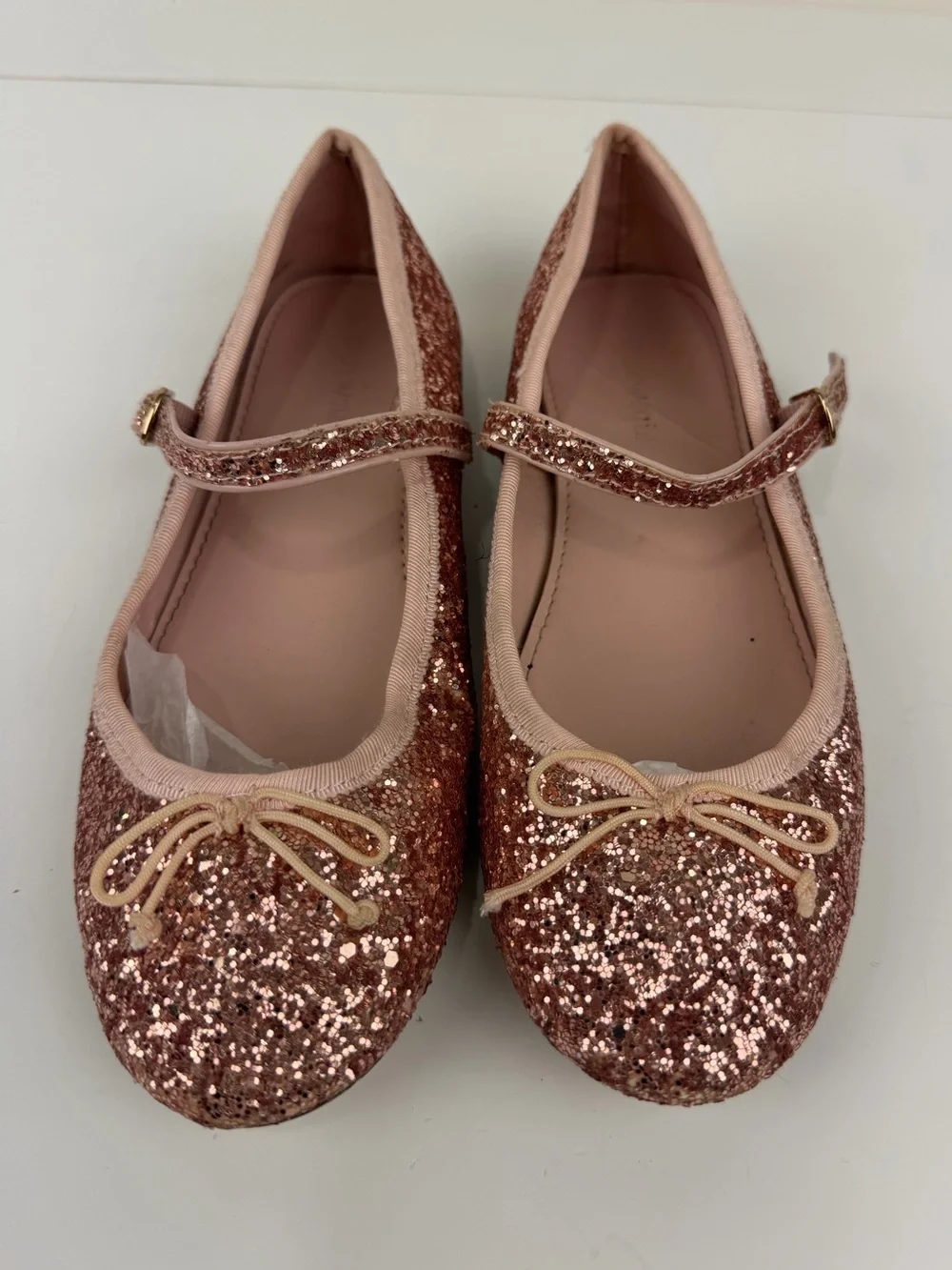 J.Crew Cuts Rose Gold Glitter Mary Jane Ballet Flats Kids Size 3